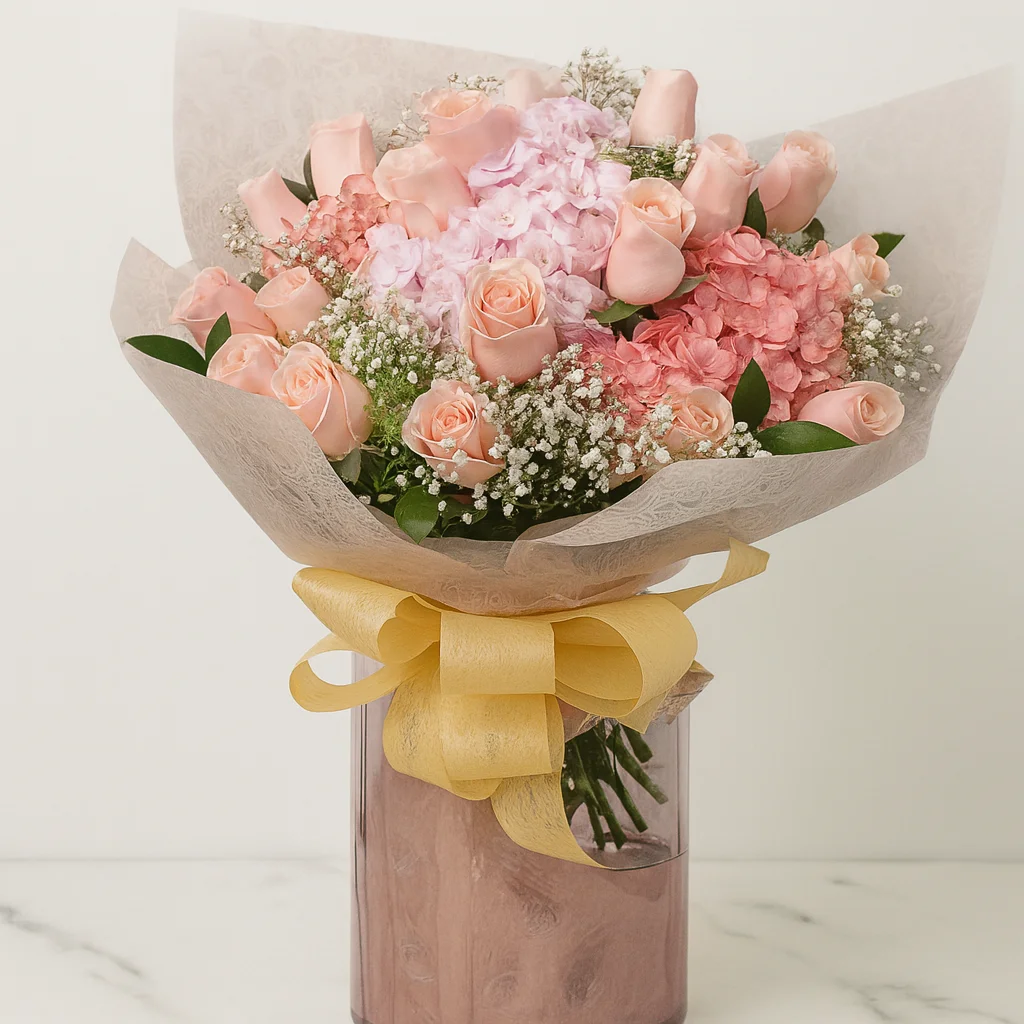 Hortensia Pastel en Jarrón